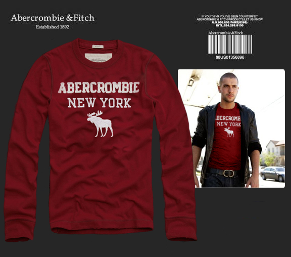 Abercrombie Fitch Hombres De Cuello Redondo Con Gente Fotos Largo Remera AF6087